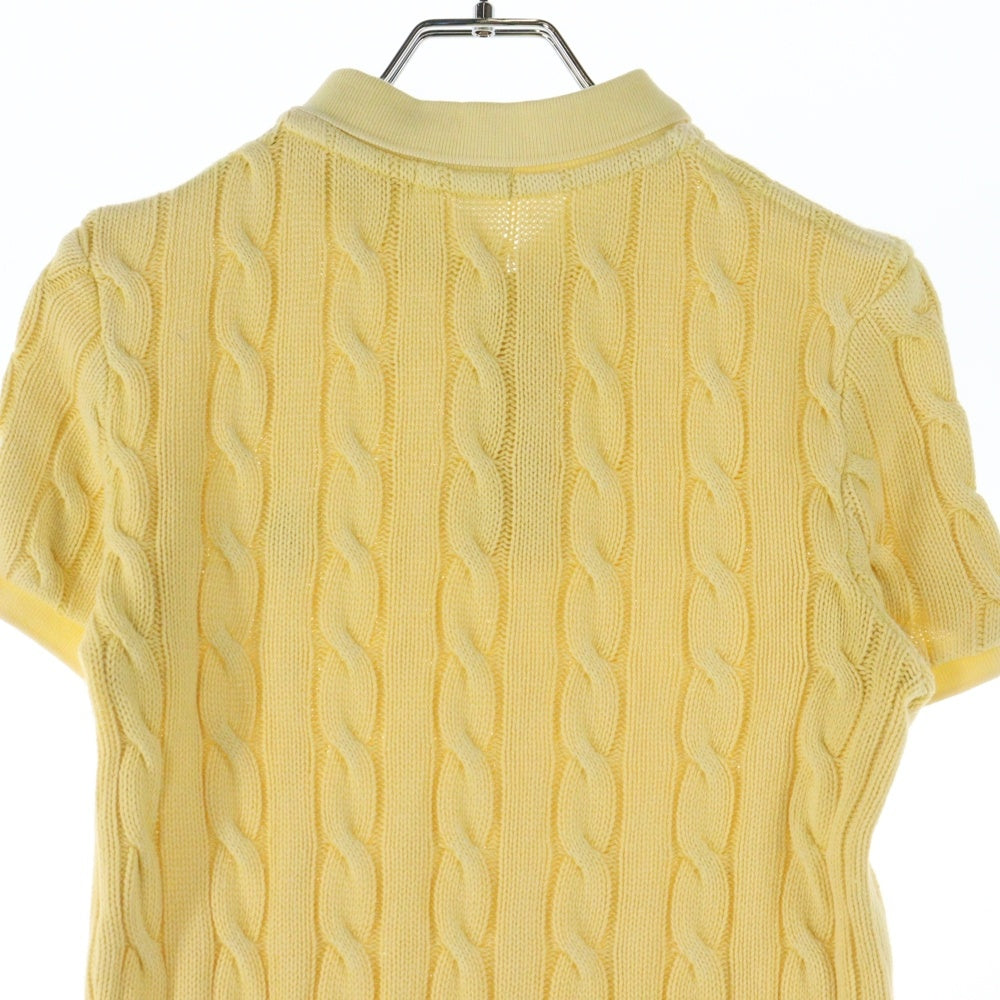 POLO RALPH LAUREN(ポロラルフローレン) ロゴエンブロイダリー ケーブルニット 半袖ポロシャツ レディース イエロー
