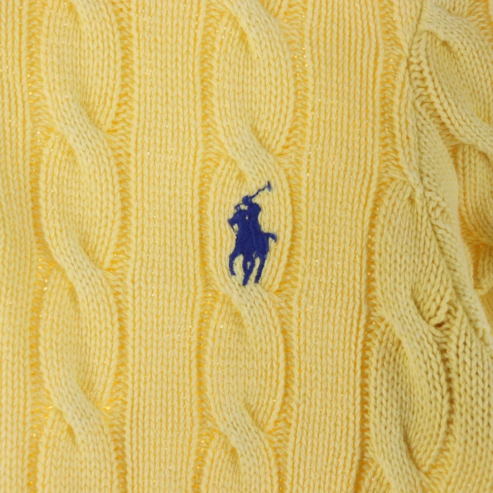 POLO RALPH LAUREN(ポロラルフローレン) ロゴエンブロイダリー ケーブルニット 半袖ポロシャツ レディース イエロー