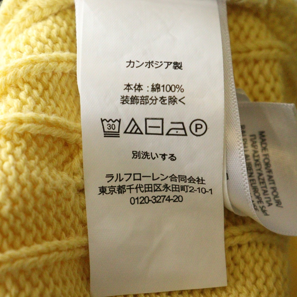 POLO RALPH LAUREN(ポロラルフローレン) ロゴエンブロイダリー ケーブルニット 半袖ポロシャツ レディース イエロー