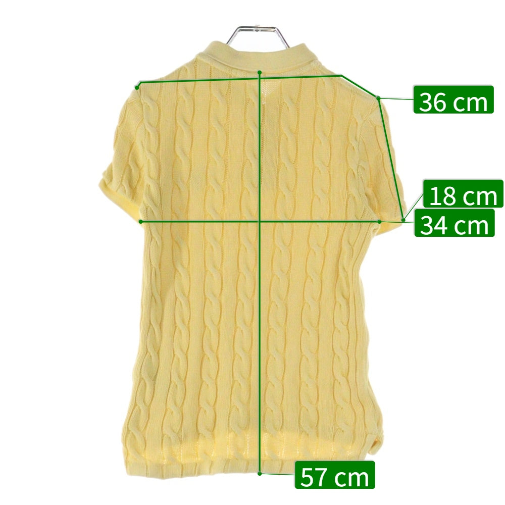 POLO RALPH LAUREN(ポロラルフローレン) ロゴエンブロイダリー ケーブルニット 半袖ポロシャツ レディース イエロー