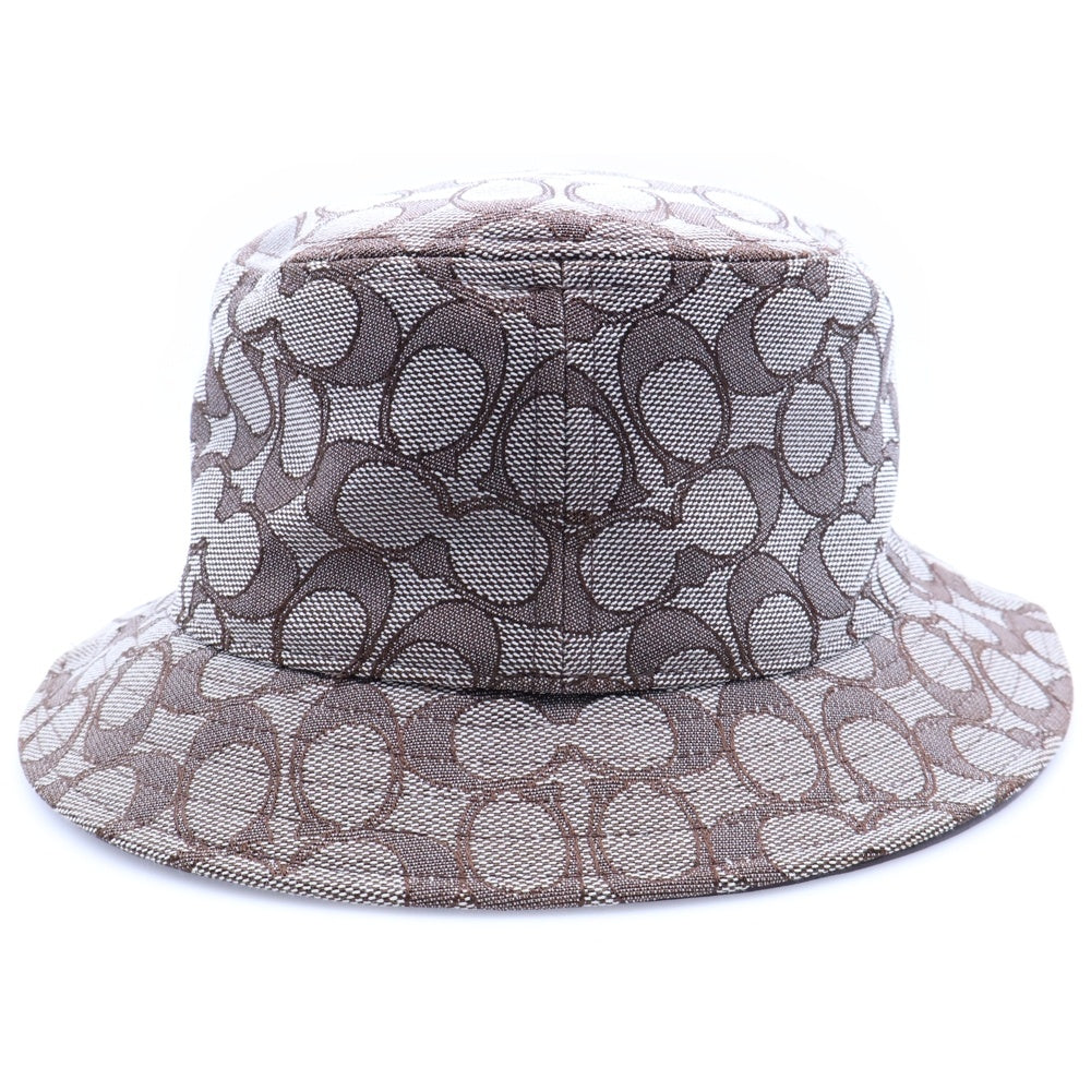 COACH(コーチ) シグネチャーロゴ レザーパッチ バケットハット 帽子 ベージュ C3607