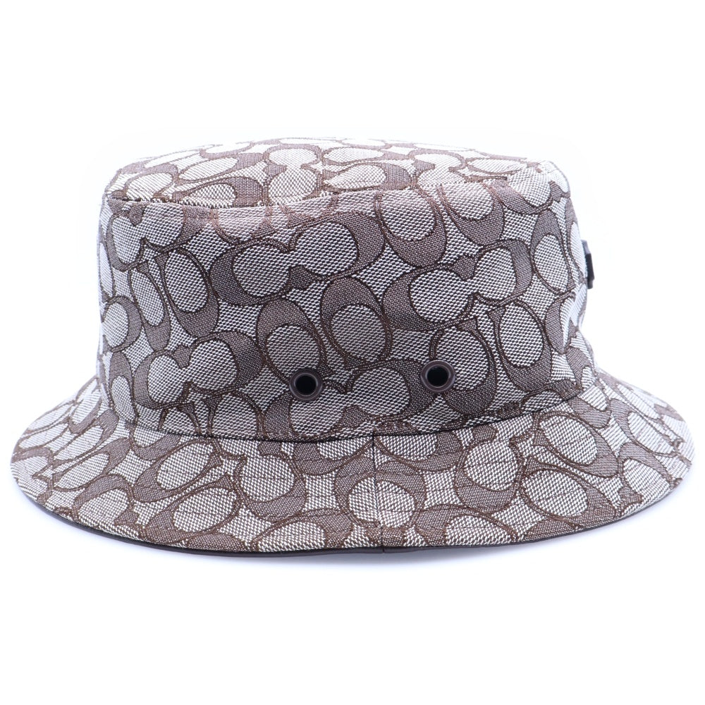 COACH(コーチ) シグネチャーロゴ レザーパッチ バケットハット 帽子 ベージュ C3607