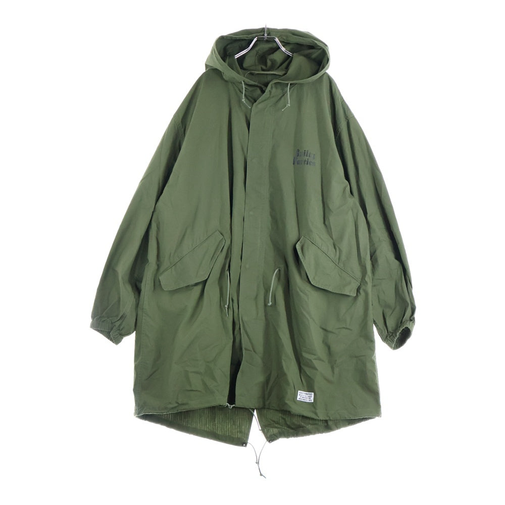 WACKO MARIA(ワコマリア) バックロゴプリント ジップアップフーデッドモッズコート カーキ