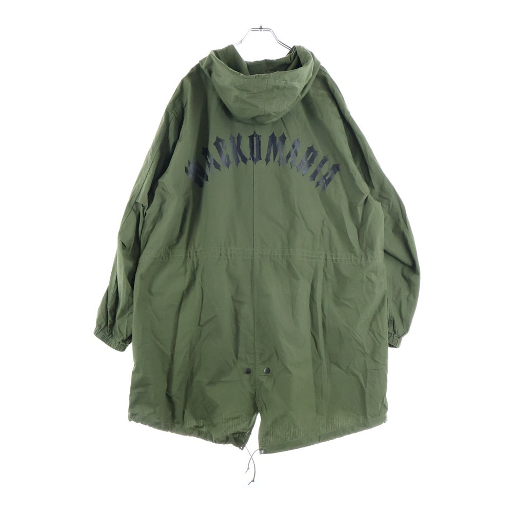 WACKO MARIA(ワコマリア) バックロゴプリント ジップアップフーデッドモッズコート カーキ