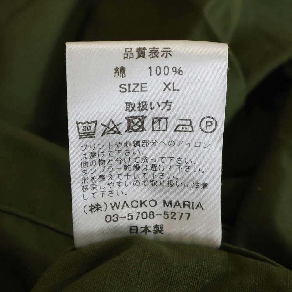 WACKO MARIA(ワコマリア) バックロゴプリント ジップアップフーデッドモッズコート カーキ