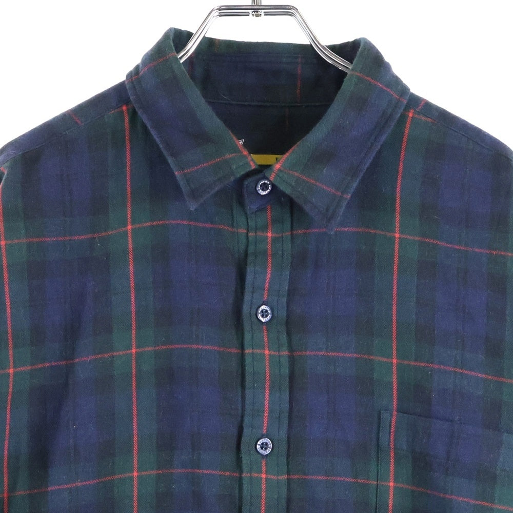 FAT(エフエーティー) ヘリンボーンフランネル 長袖チェックシャツ ネイビー/グリーン F31810-SH03-AB