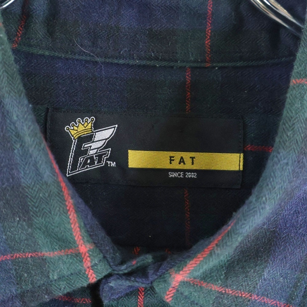 FAT(エフエーティー) ヘリンボーンフランネル 長袖チェックシャツ ネイビー/グリーン F31810-SH03-AB