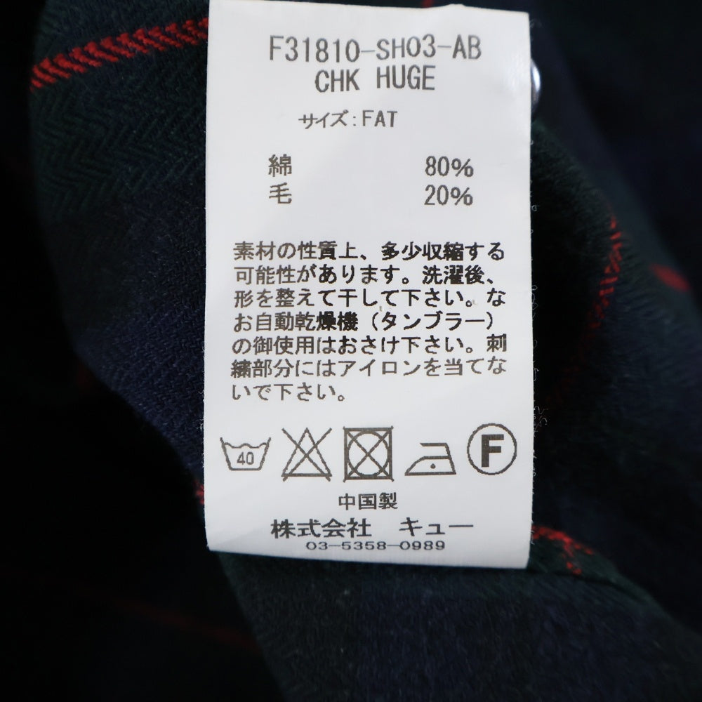 FAT(エフエーティー) ヘリンボーンフランネル 長袖チェックシャツ ネイビー/グリーン F31810-SH03-AB