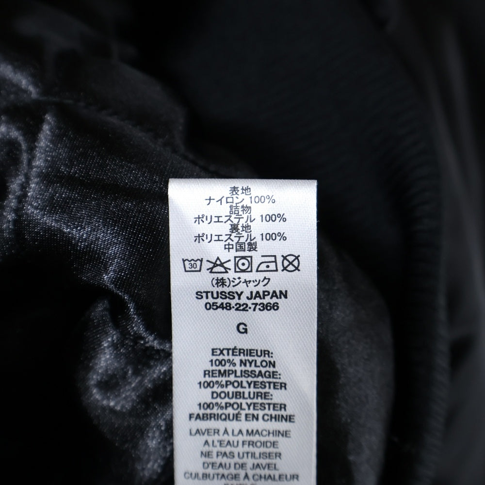 STUSSY(ステューシー) LA Chapter Satin Varsity Jacket ロゴエンブロイダリー サテン バーシティジャケット ブラック