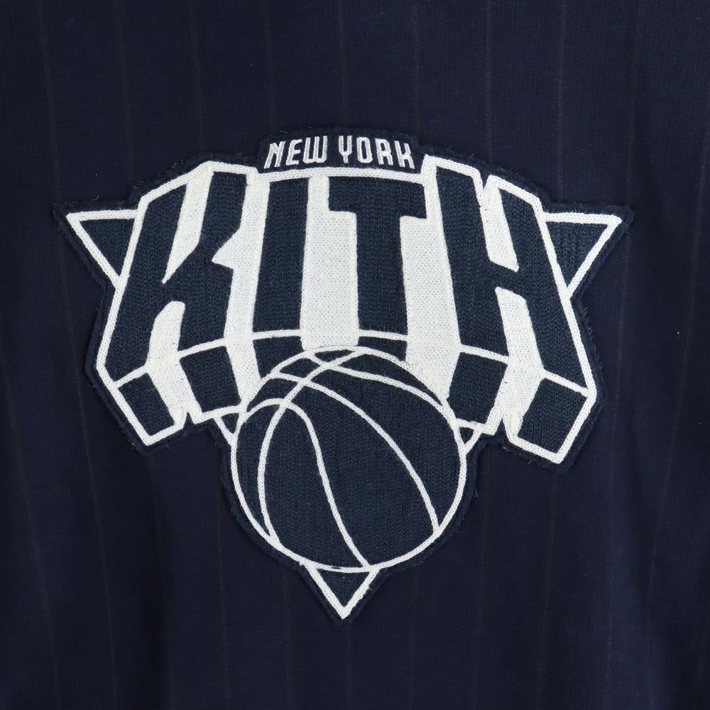 KITH(キス) New York Knicks Pinstripe Hoodie ニューヨークニックス ピンストライプ フーディ プルオーバースウェットパーカー ネイビー KHM031649
