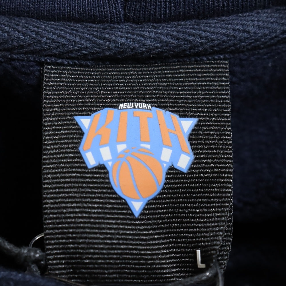 KITH(キス) New York Knicks Pinstripe Hoodie ニューヨークニックス ピンストライプ フーディ プルオーバースウェットパーカー ネイビー KHM031649