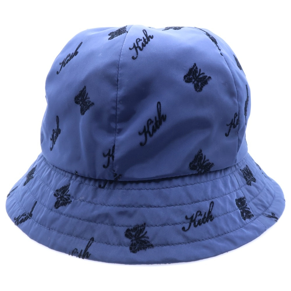 Needles(ニードルス) ×KITH キス 総柄 ナイロン バケットハット 帽子 ブルー LQ358