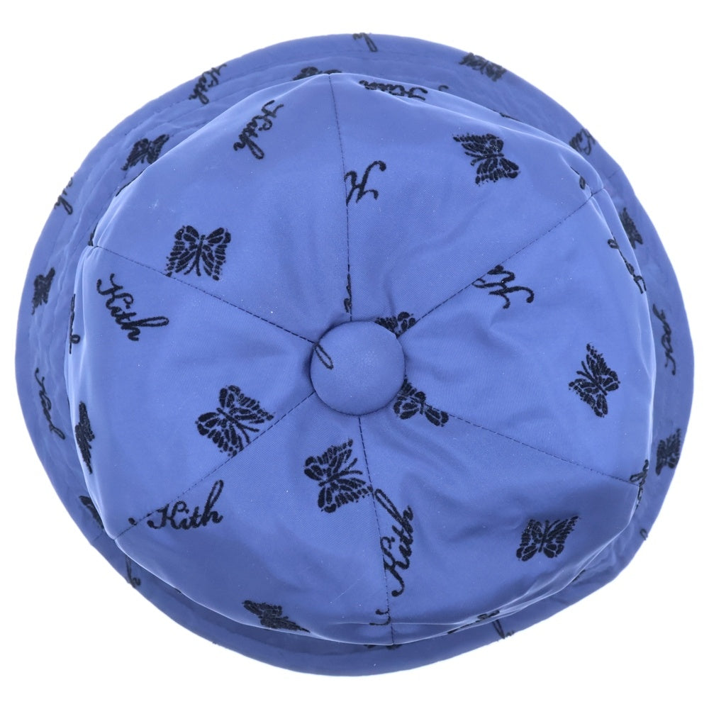 Needles(ニードルス) ×KITH キス 総柄 ナイロン バケットハット 帽子 ブルー LQ358