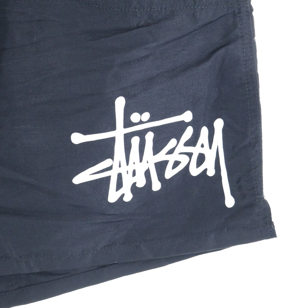STUSSY(ステューシー) ロゴプリント ドローストリング ナイロンハーフパンツ ショーツ ブラック