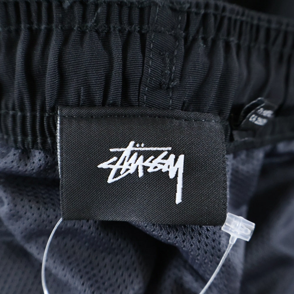 STUSSY(ステューシー) ロゴプリント ドローストリング ナイロンハーフパンツ ショーツ ブラック