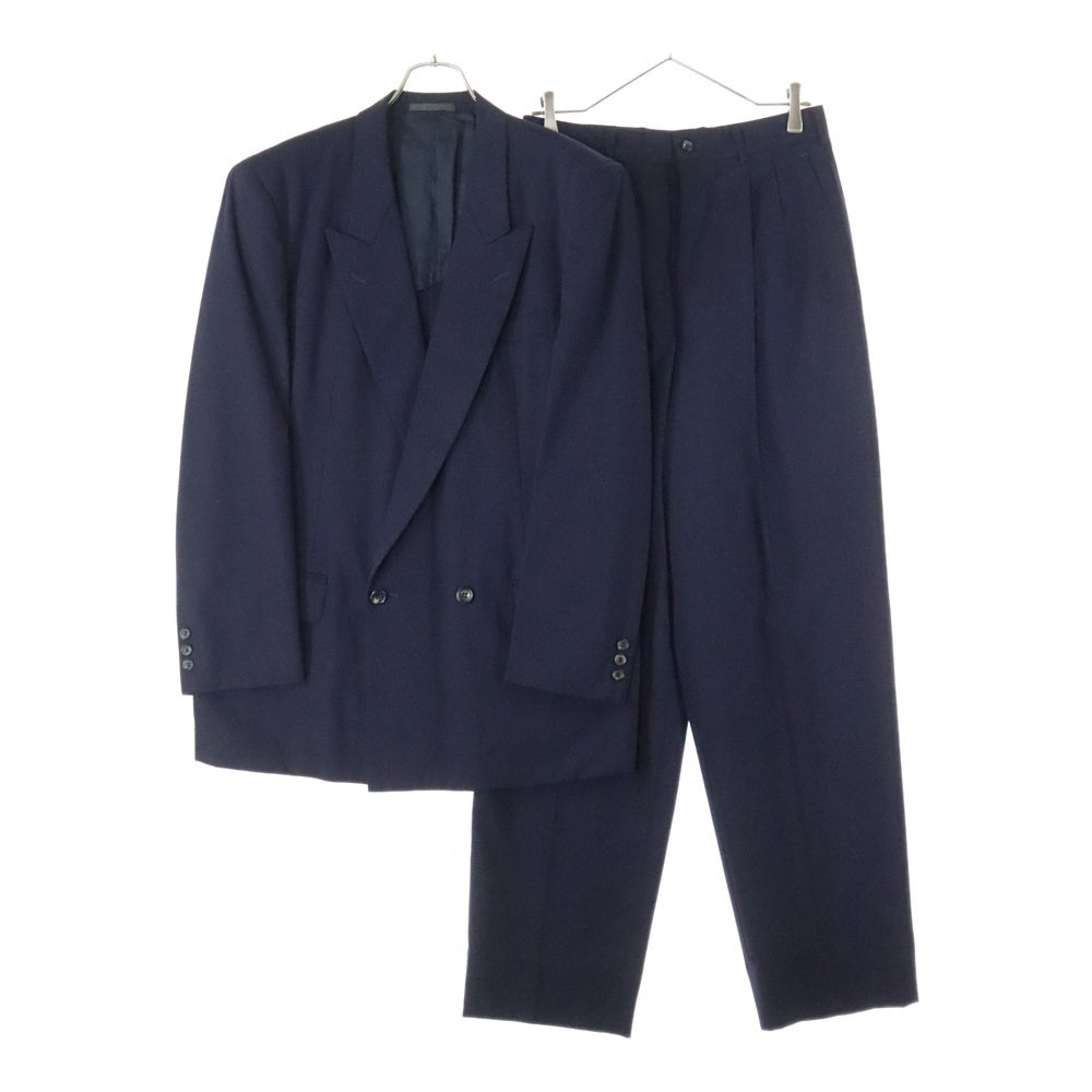 COMME des GARCONS HOMME(コムデギャルソンオム) 91SS ダブルブレスト ウールテーラードジャケット 2タックウールスラックス セットアップスーツ ネイビー AD1990 HS-11001M