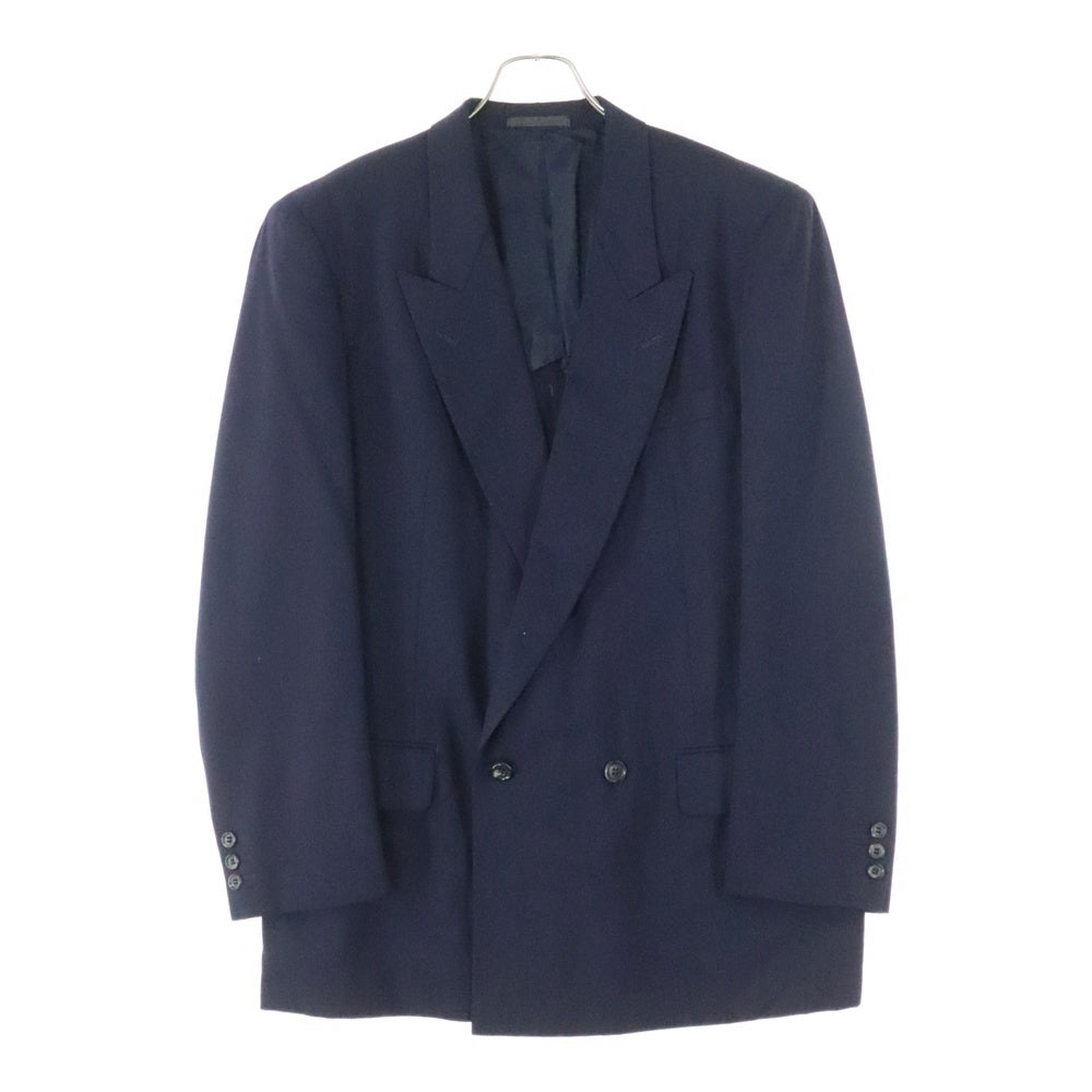 COMME des GARCONS HOMME(コムデギャルソンオム) 91SS ダブルブレスト ウールテーラードジャケット 2タックウールスラックス セットアップスーツ ネイビー AD1990 HS-11001M