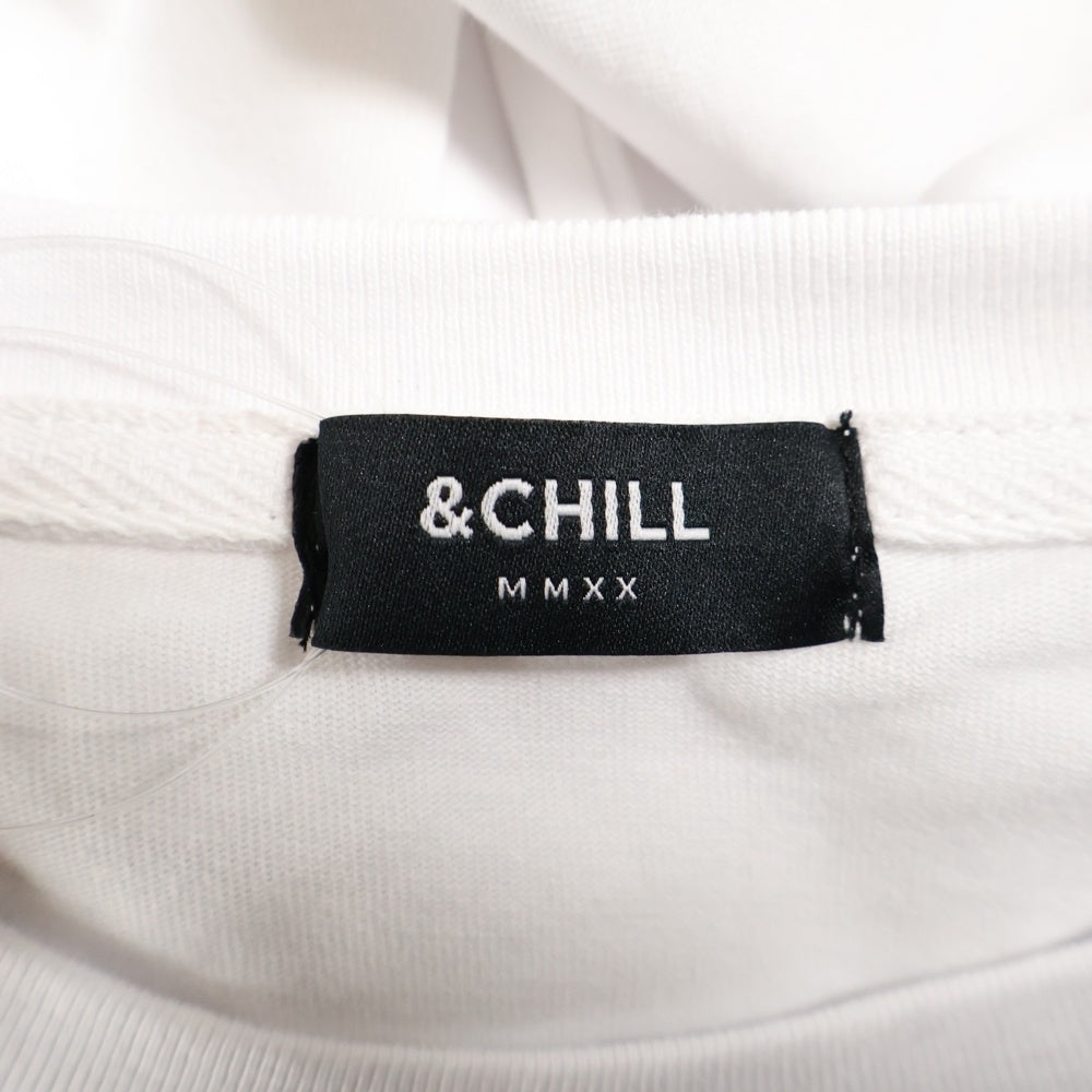 &CHILL(アンドチル) COMPROMISE アンドチル フロントプリント クルーネック 長袖Tシャツ カットソー ホワイト OCHI9T032-F-11