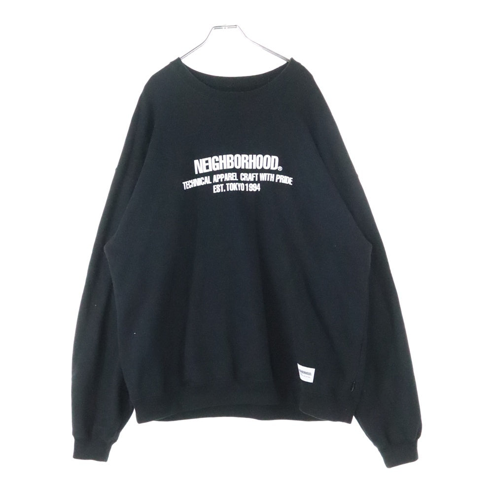 NEIGHBORHOOD(ネイバーフッド) 23AW CLASSIC SWEATSHIRT LS ロゴプリント クルーネック コットン クラシック スウェット トレーナー ブラック 232UWNH-CSM02