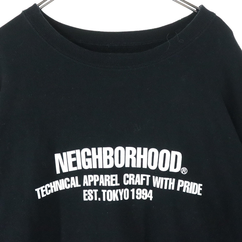 NEIGHBORHOOD(ネイバーフッド) 23AW CLASSIC SWEATSHIRT LS ロゴプリント クルーネック コットン クラシック スウェット トレーナー ブラック 232UWNH-CSM02