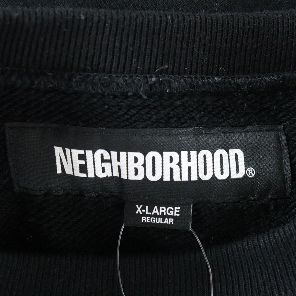 NEIGHBORHOOD(ネイバーフッド) 23AW CLASSIC SWEATSHIRT LS ロゴプリント クルーネック コットン クラシック スウェット トレーナー ブラック 232UWNH-CSM02