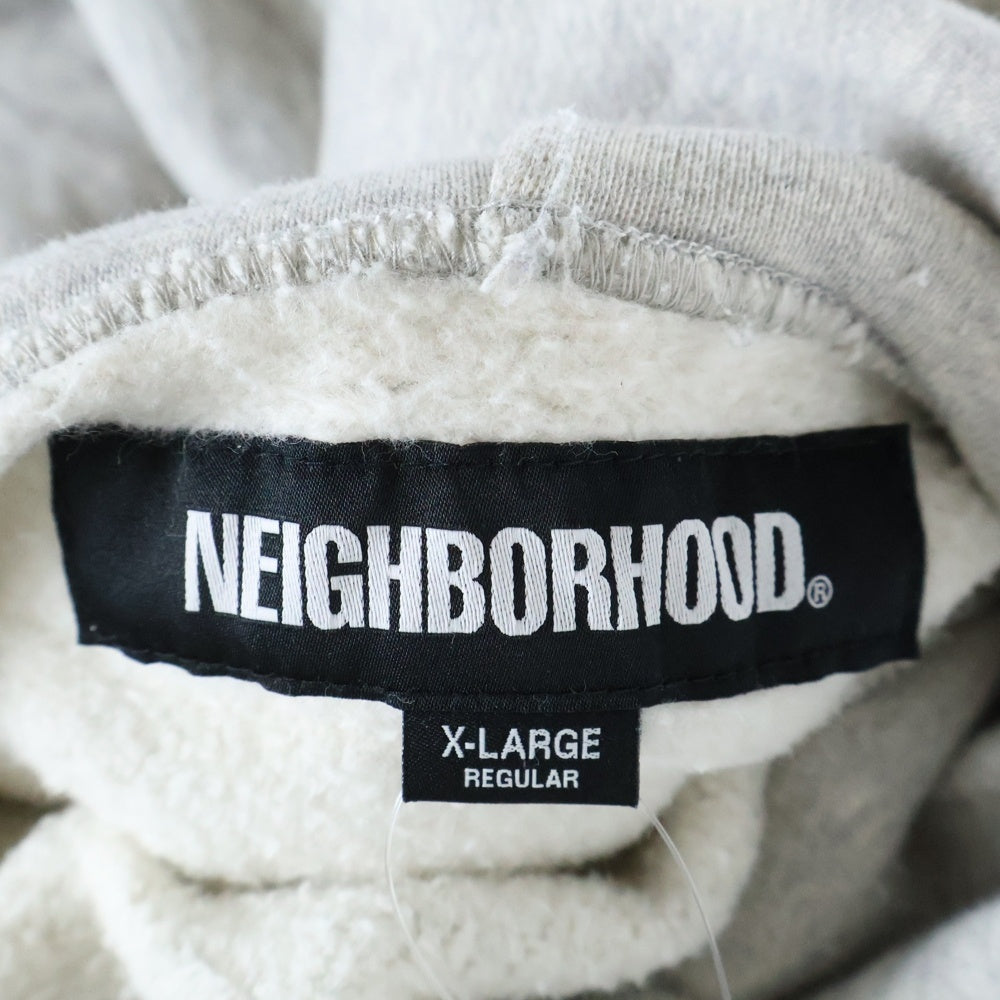 NEIGHBORHOOD(ネイバーフッド) 23AW PLAIN SWEATPARKA LS ロゴパッチ コットン プルオーバー フーデッド プレーン スウェット パーカー グレー 232FPNH-CSM02