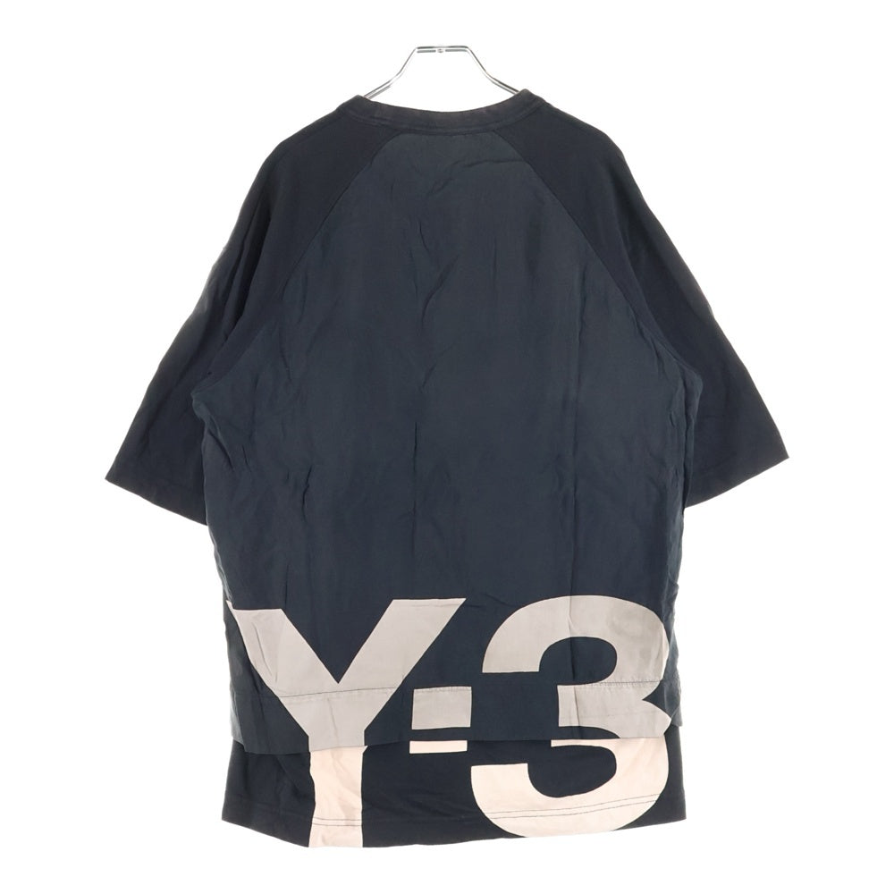 Y-3(ワイスリー) M SHADE RAW JERSEY GFX SS TEE LOGO シェード ロージャージー レイヤード バックロゴ 半袖Tシャツ カットソー ブラック GV6083