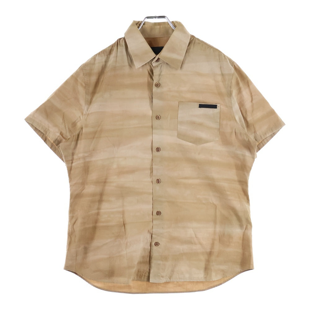 PRADA(プラダ) 7B 胸ポケット ロゴデザイン 半袖シャツ ブラウン UCS137 R161