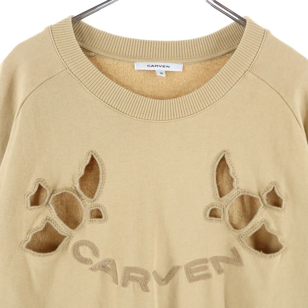 CARVEN(カルヴェン) CUT OUT MOLLETON SWEAT カット アウト モルトン クルーネック スウェット トレーナー ブラウン