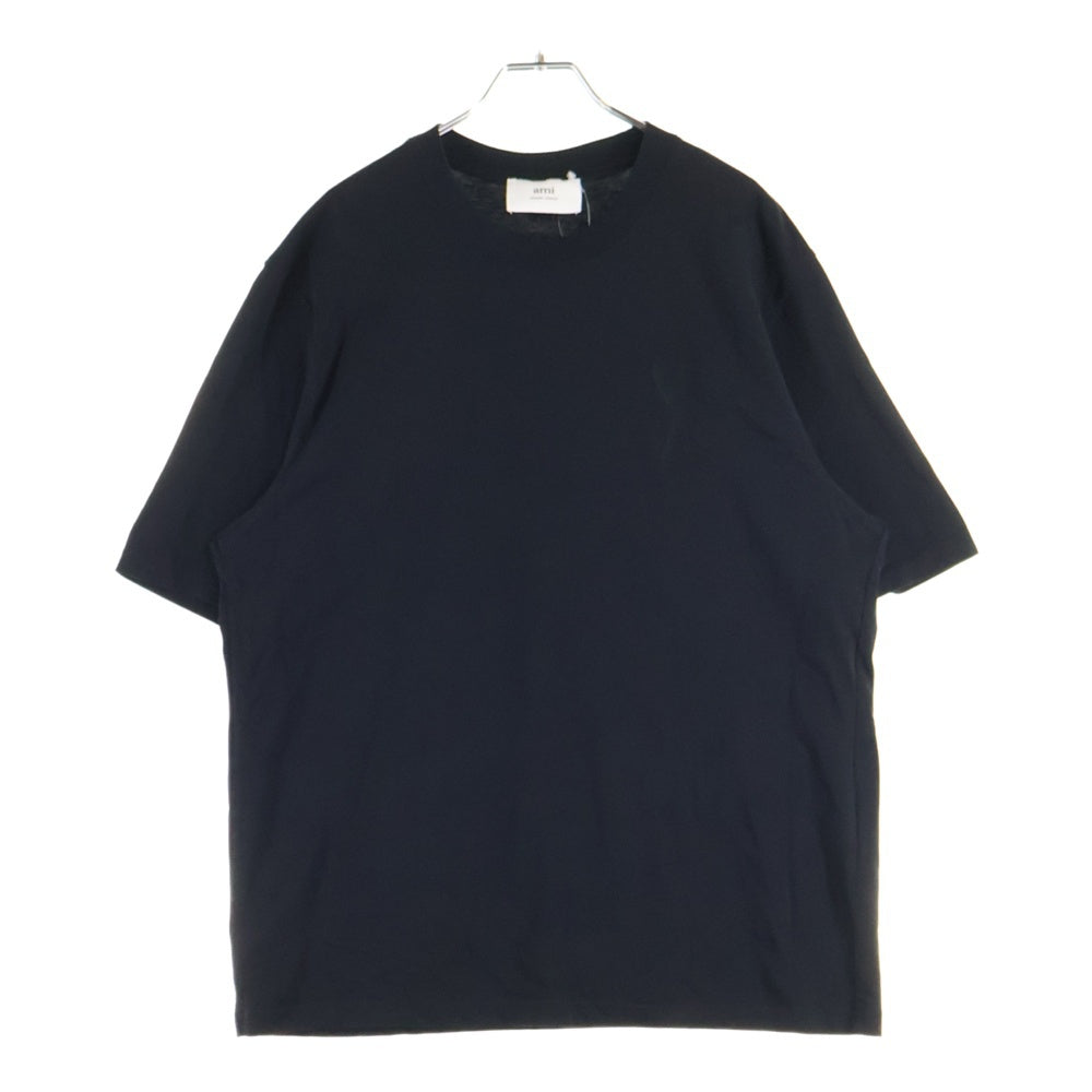 AMI Alexandre Mattiussi(アミアレクサンドルマテュッシ) 22SS ハートロゴ刺繍 コットン クルーネック 半袖Tシャツ カットソー ブラック E22UTS002.726