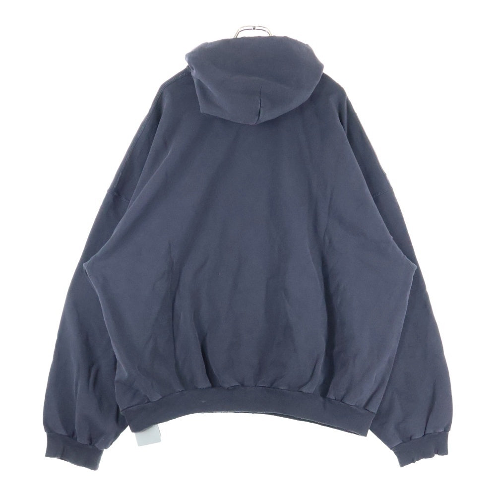 BALENCIAGA(バレンシアガ) 25SS ダメージ加工 ロゴプリント スウェットプルオーバーパーカー フーディー ブラック 803265 TRVS9