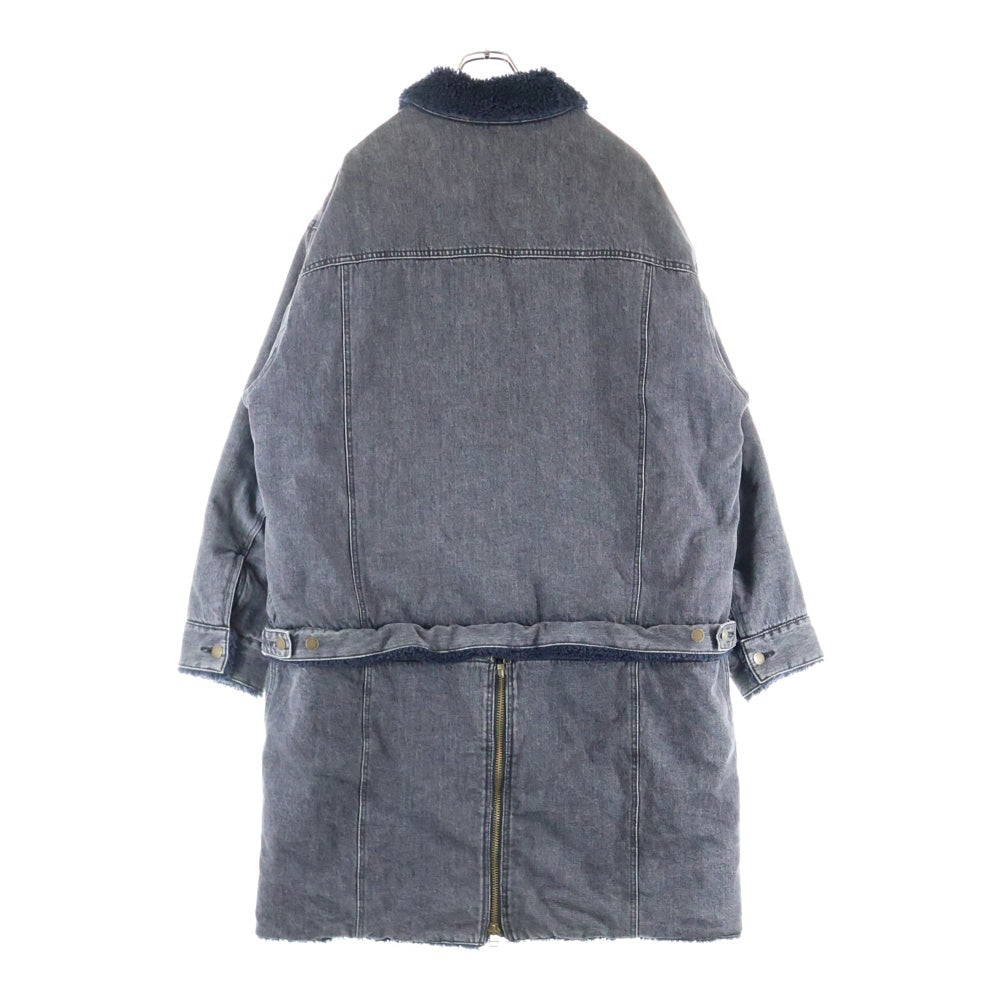 FACETASM(ファセッタズム) LONG DENIM JACKET マルチポケット ジップアップ ロング デニムボアジャケット ブラック CHG-CO-MO5