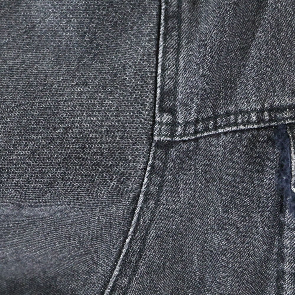 FACETASM(ファセッタズム) LONG DENIM JACKET マルチポケット ジップアップ ロング デニムボアジャケット ブラック CHG-CO-MO5