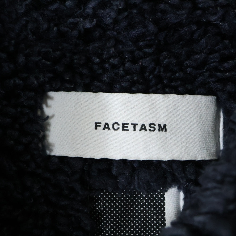 FACETASM(ファセッタズム) LONG DENIM JACKET マルチポケット ジップアップ ロング デニムボアジャケット ブラック CHG-CO-MO5