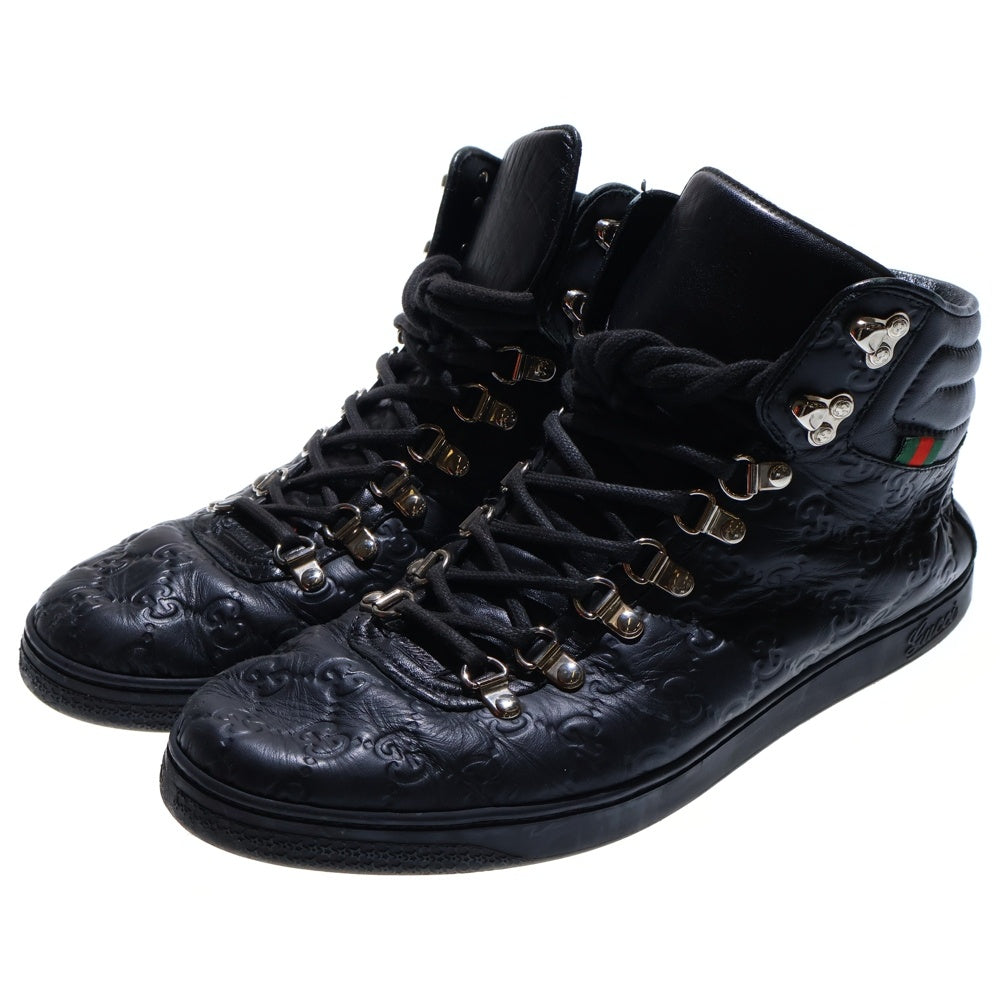GUCCI(グッチ) GUCCISSIMA グッチシマ GG柄 ハイカットレザーシューズ スニーカー ブラック 245306