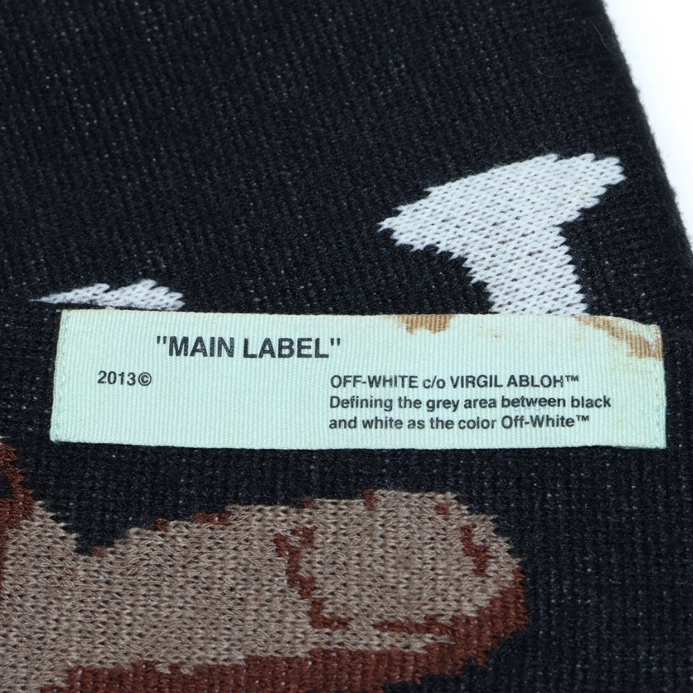 OFF-WHITE(オフホワイト) 17AW SEEING THINGS SCARF シーング シングス デザイン マフラー ブラック OMMA001F174071391001