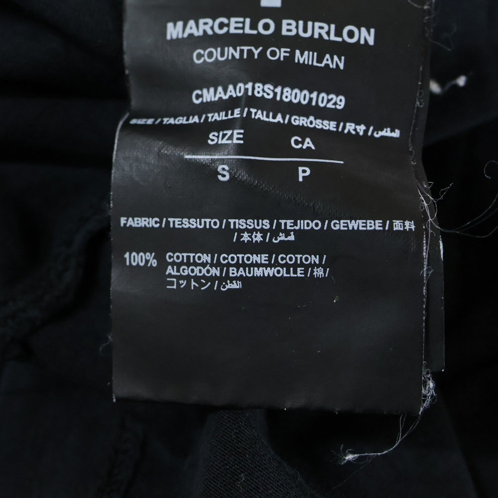 MARCELO BURLON(マルセロバーロン) 両面プリントデザイン クルーネック カットソー 半袖Tシャツ ブラック