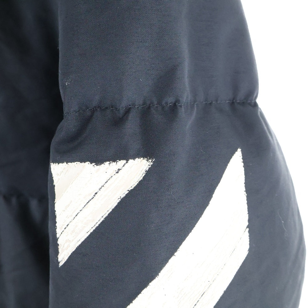 OFF-WHITE(オフホワイト) 17AW DIAGONAL BRUSHED ダイアゴナル ブラッシュド バックデザイン フーデッド ダウンジャケット ブラック OMED005F17576004