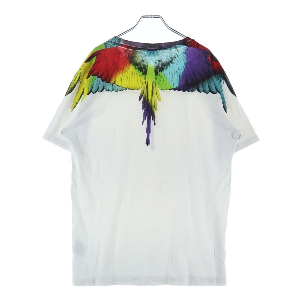 MARCELO BURLON(マルセロバーロン) フェザーモチーフ クルーネック カットソー 半袖Tシャツ ホワイト