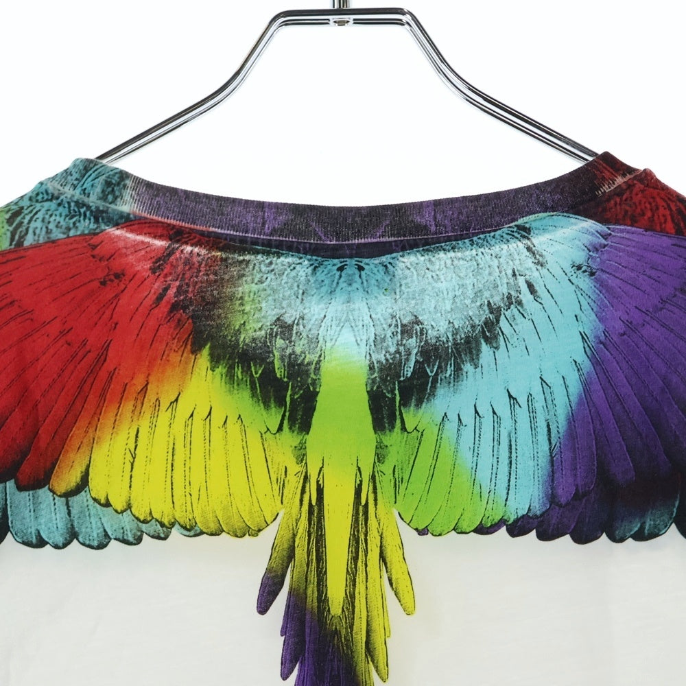 MARCELO BURLON(マルセロバーロン) フェザーモチーフ クルーネック カットソー 半袖Tシャツ ホワイト