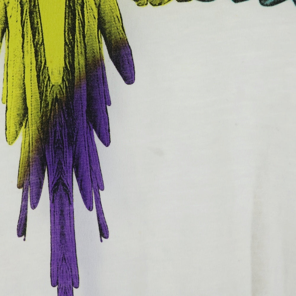 MARCELO BURLON(マルセロバーロン) フェザーモチーフ クルーネック カットソー 半袖Tシャツ ホワイト