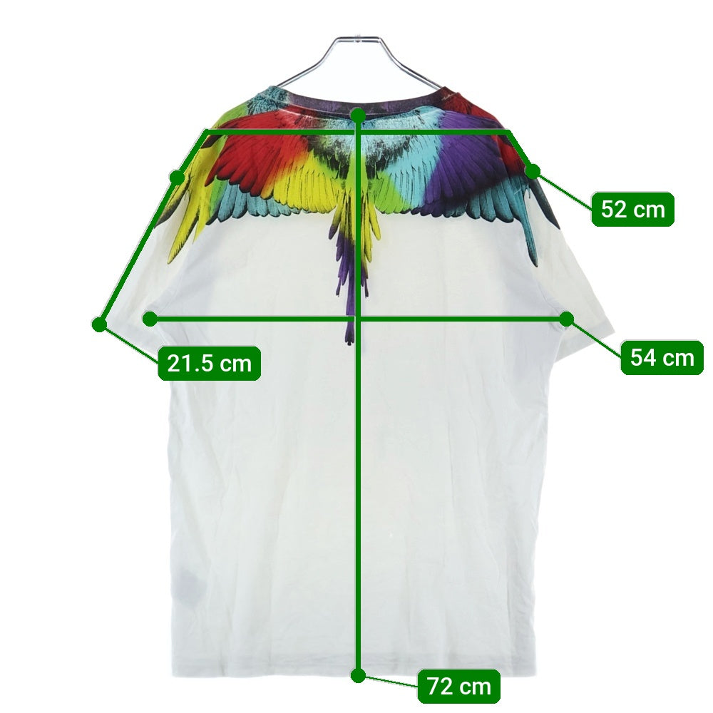 MARCELO BURLON(マルセロバーロン) フェザーモチーフ クルーネック カットソー 半袖Tシャツ ホワイト
