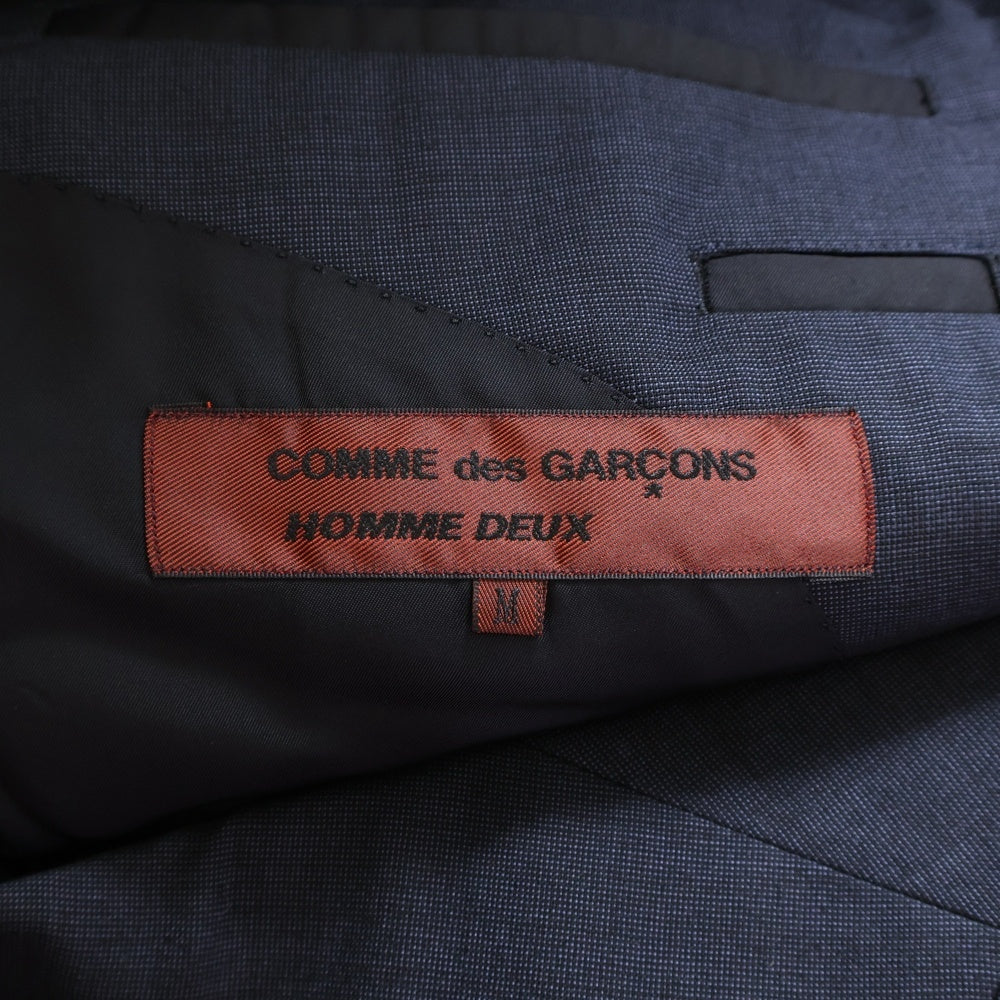COMME des GARCONS HOMME DEUX(コムデギャルソン オムドゥ) 02SS キュプラ テーラードジャケット スラックスパンツ セットアップ ネイビー DE-J014 DE-P013 AD2001