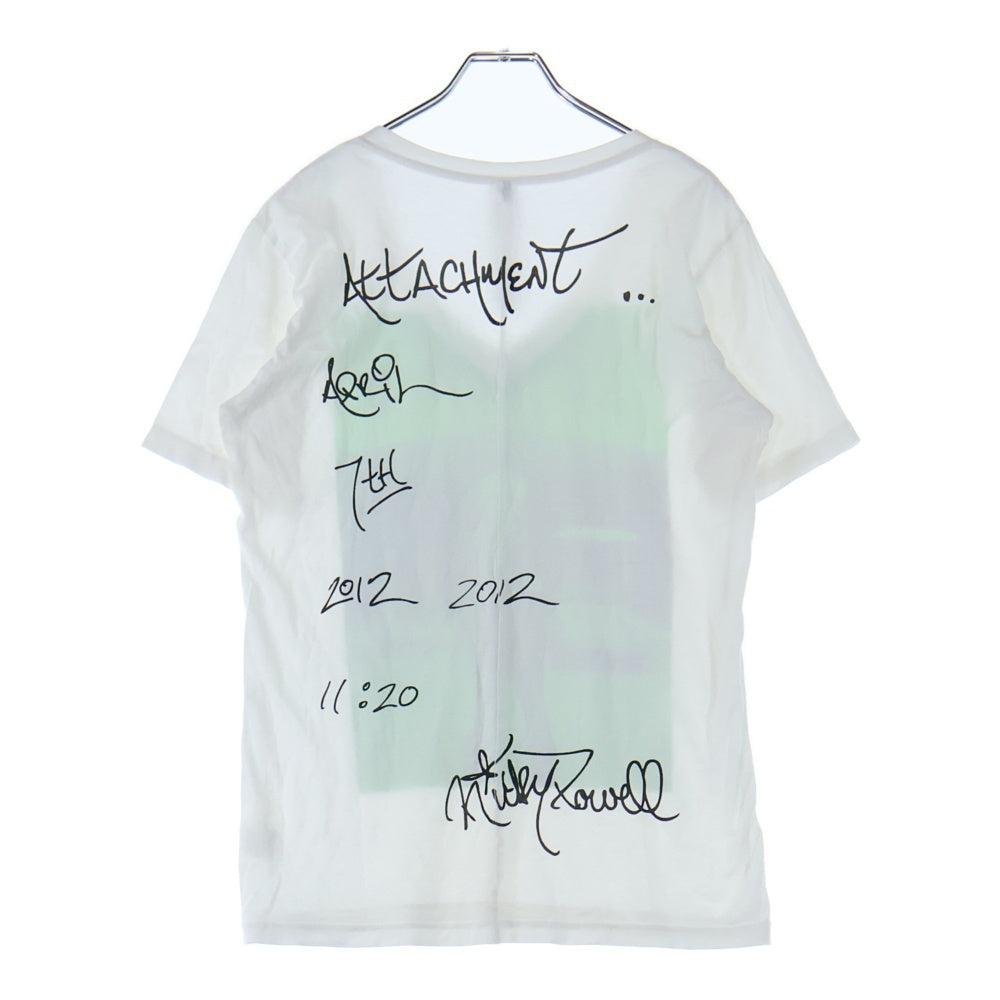 ATTACHMENT(アタッチメント) プリント Vネック 半袖Tシャツ カットソー ホワイト AJ21-384