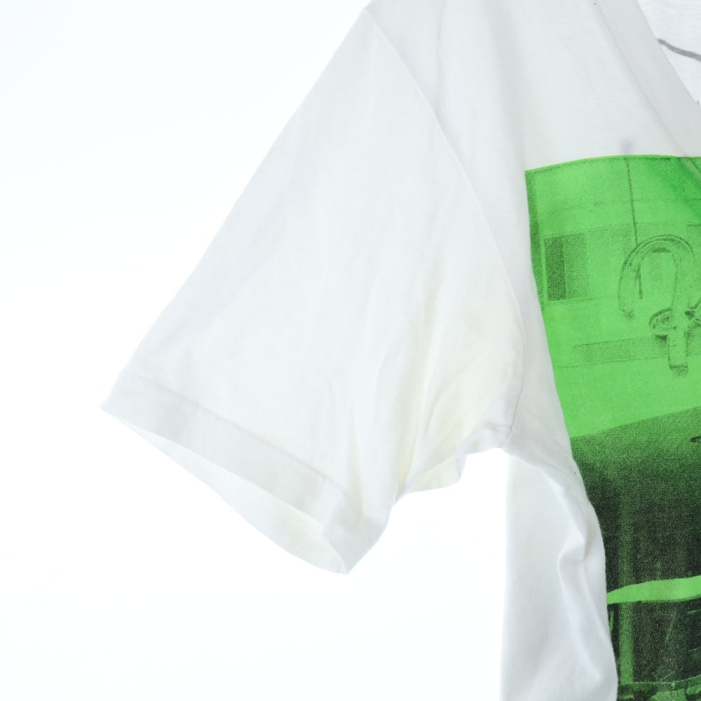 ATTACHMENT(アタッチメント) プリント Vネック 半袖Tシャツ カットソー ホワイト AJ21-384