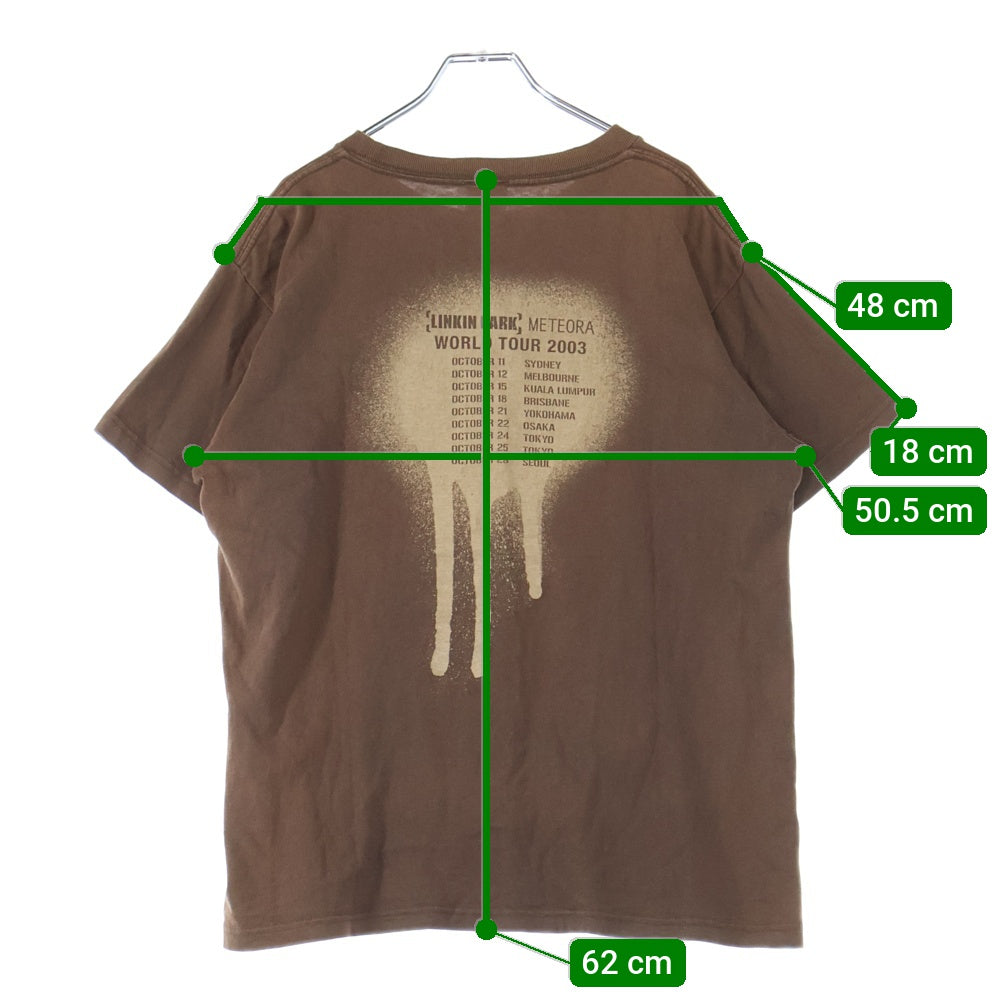 VINTAGE(ヴィンテージ) MATFIA'S VINTAGE LINKIN PARK METEORA WORLD TOUR 2003 ヴィンテージ リンキンパーク メテオラ ワールドツアー プリント 半袖Tシャツ カットソー ブラウン