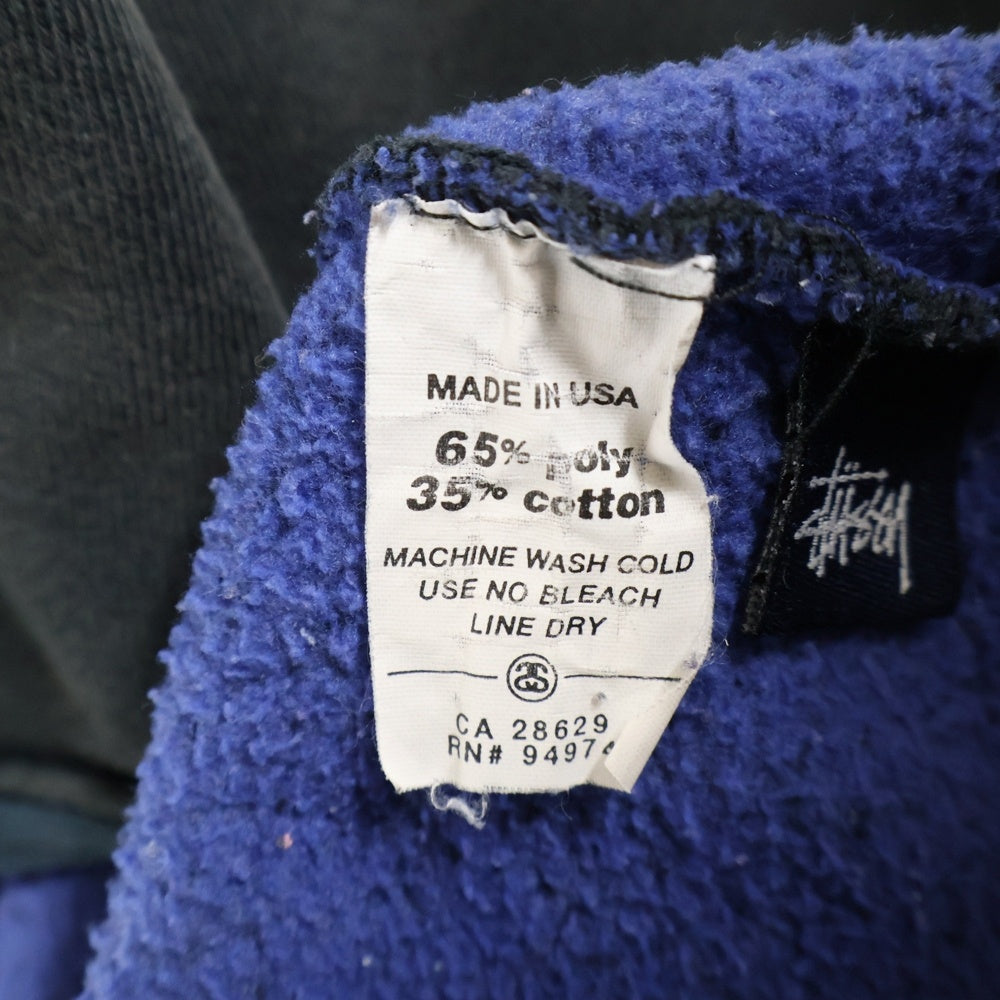 STUSSY(ステューシー) 90S OLD オールド フロントロゴエンブロイダリー プルオーバーフーディー パーカー スウェット ブラック