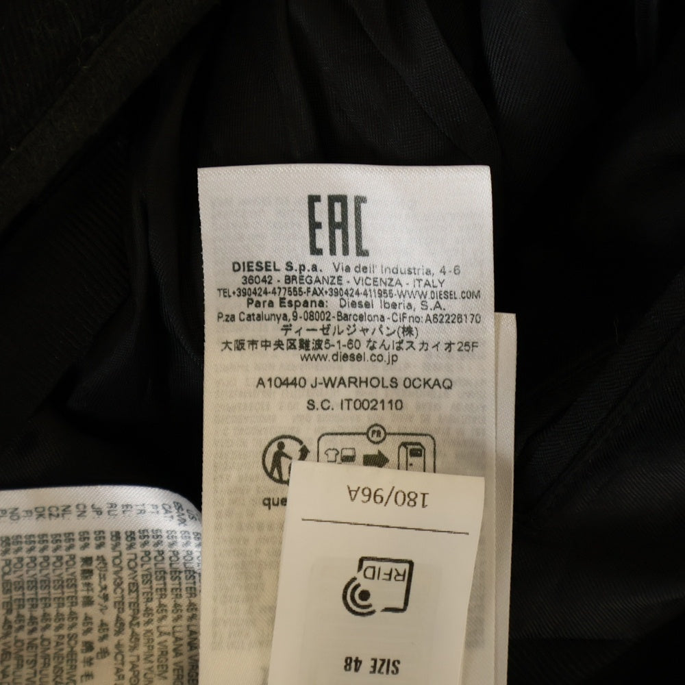 DIESEL(ディーゼル) J-WARHOLS JACKET ノッチドラペル パッチワーク 3ボタン テーラードジャケット ブラック A10440