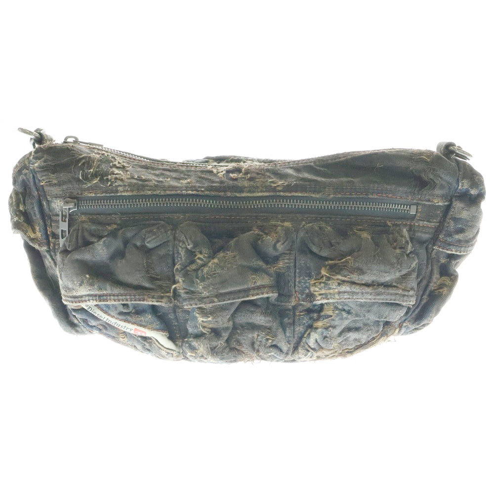 DIESEL(ディーゼル) MULTI-PKTS SHOULDER BAG X マルチポケット クラッシュ デニム ショルダーバッグ ブラウン/インディゴ