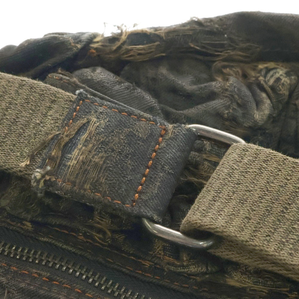 DIESEL(ディーゼル) MULTI-PKTS SHOULDER BAG X マルチポケット クラッシュ デニム ショルダーバッグ ブラウン/インディゴ